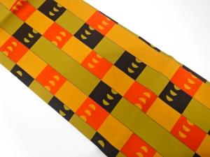 アンティーク　縞に変わり市松模様織り出し名古屋帯（着用可）